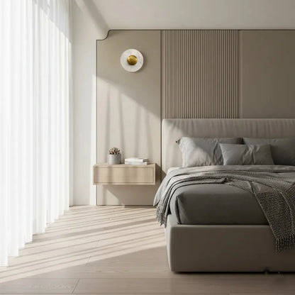 B&B Aura Round Brass Marble Wall Sconce | Luxury Modern Wall Light