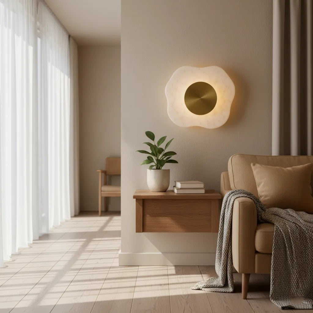 B&B Helios Round Marble & Brass Wall Sconce | Luxury Modern Wall Light