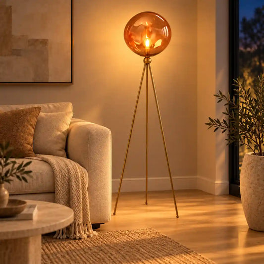 Bliss & Birch Amber Globe Tripod Floor Lamp