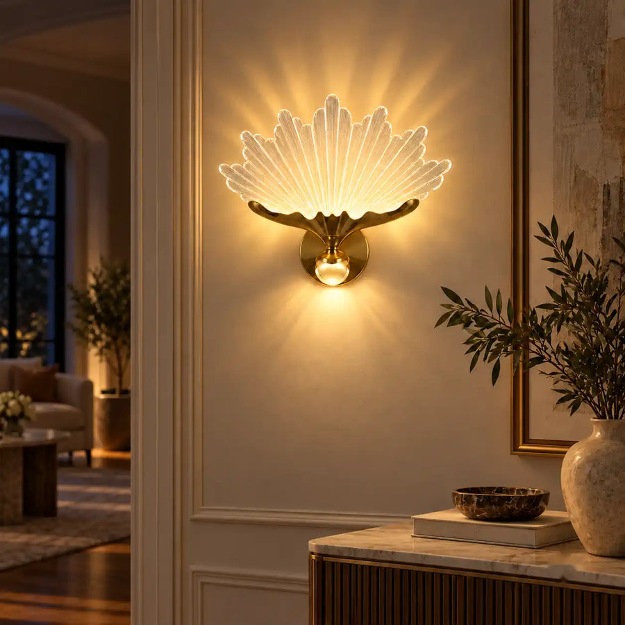 Evening 2700K warm ambient glow view of fixture illuminated