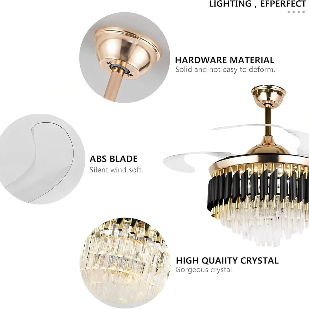 Black Mamba Crystal Fan Chandelier – Luxe Fan with Retractable Blades