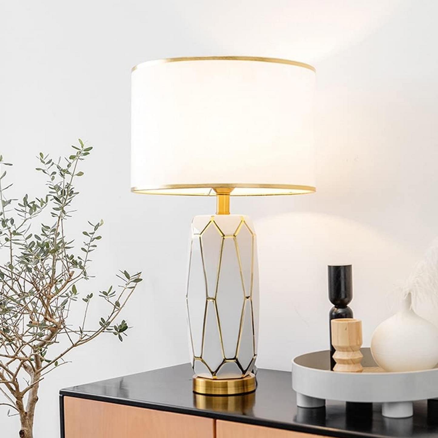B&B Carter Faceted Body Ceramic Table Lamp