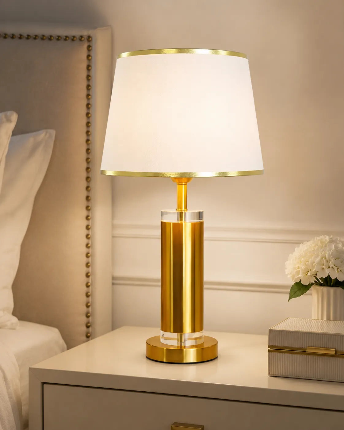 Gold Classic Oval Fabric Table Lamp - Bliss and Birch