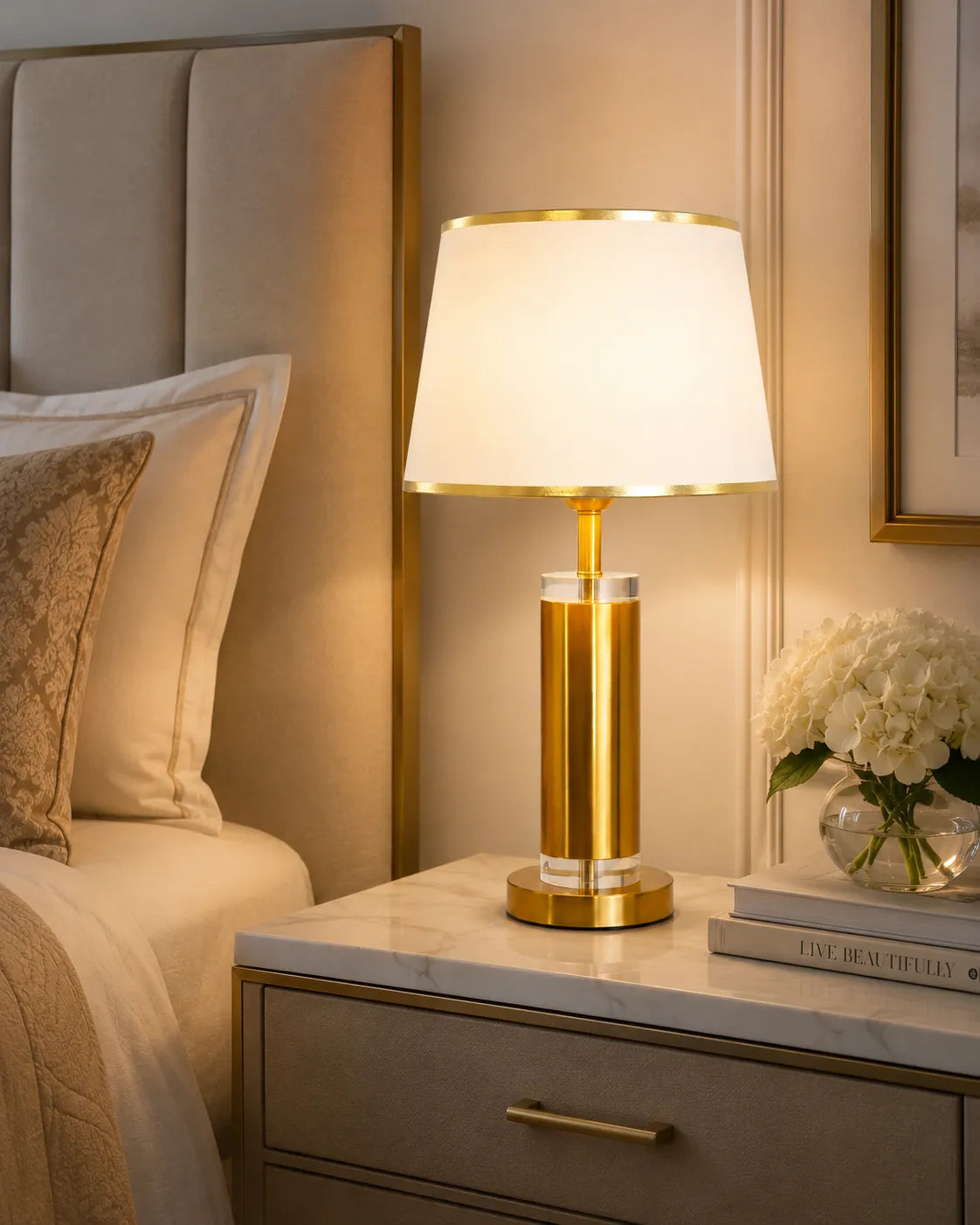 Gold Classic Oval Fabric Table Lamp - Bliss and Birch