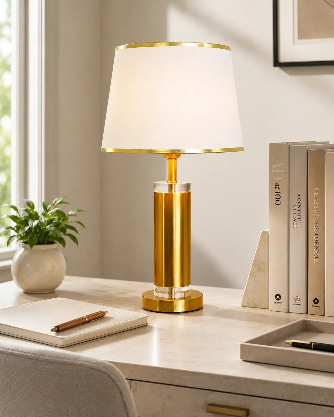 Gold Classic Oval Fabric Table Lamp - Bliss and Birch