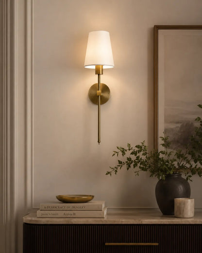 Ivory Grace Fabric & Gold Wall Sconce - Bliss and Birch
