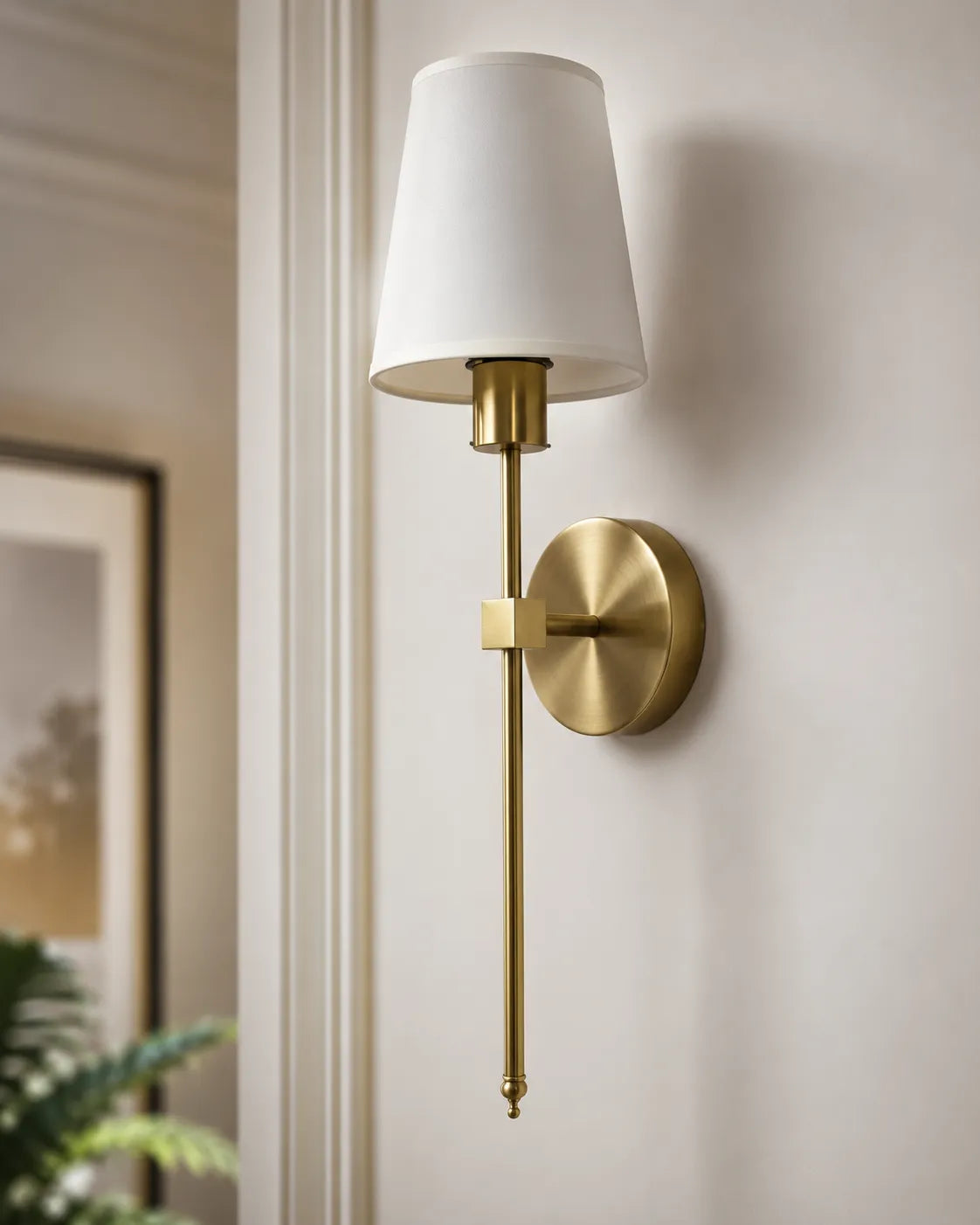 Ivory Grace Fabric & Gold Wall Sconce - Bliss and Birch