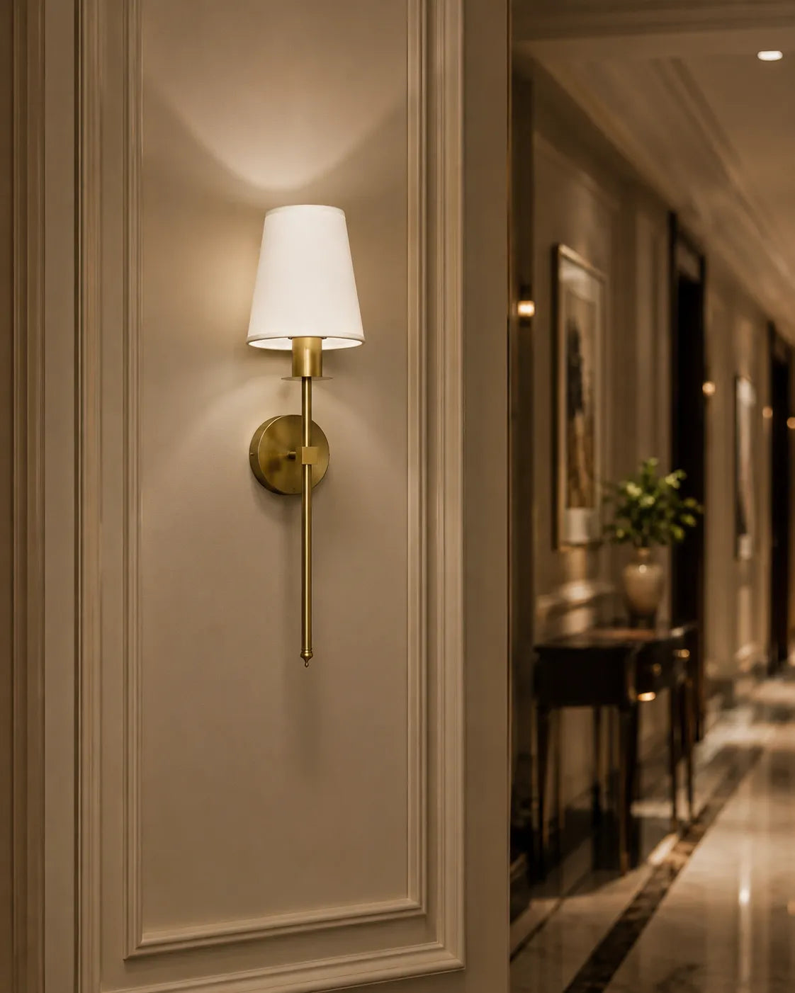 Ivory Grace Fabric & Gold Wall Sconce - Bliss and Birch