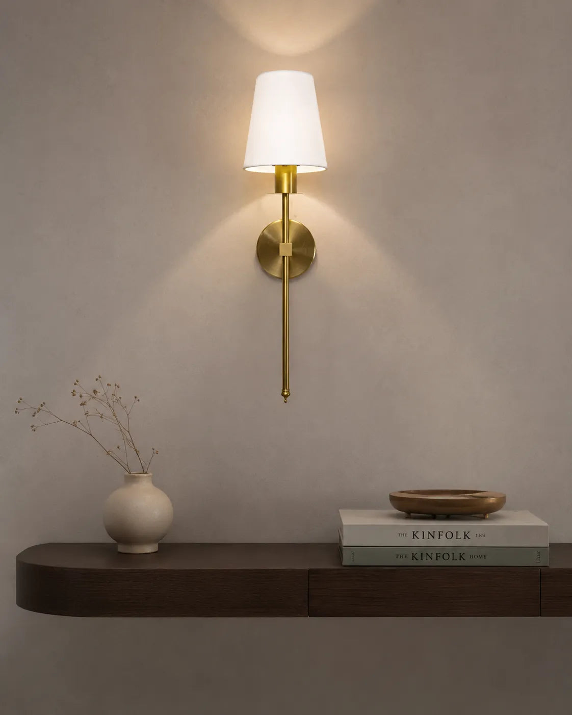 Ivory Grace Fabric & Gold Wall Sconce - Bliss and Birch