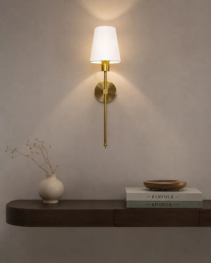 Ivory Grace Fabric & Gold Wall Sconce - Bliss and Birch
