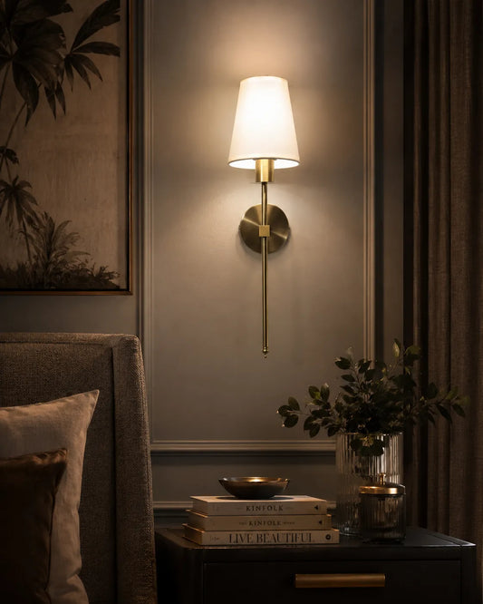 Ivory Grace Fabric & Gold Wall Sconce