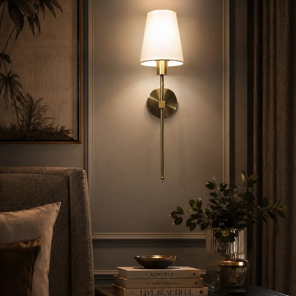 Ivory Grace Fabric & Gold Wall Sconce