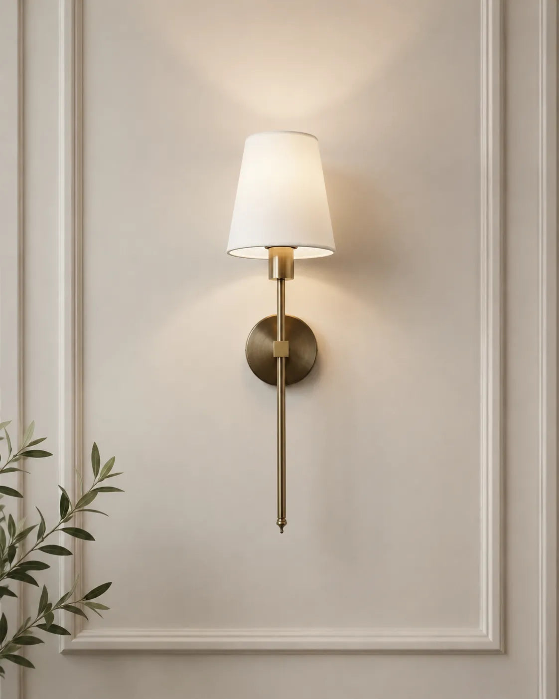 Ivory Grace Fabric & Gold Wall Sconce - Bliss and Birch