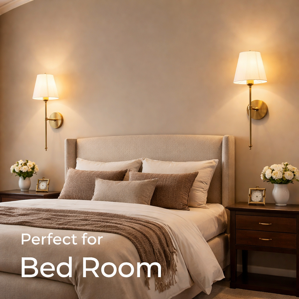 Ivory Grace Fabric & Gold Wall Sconce