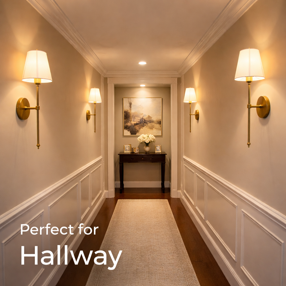 Ivory Grace Fabric & Gold Wall Sconce