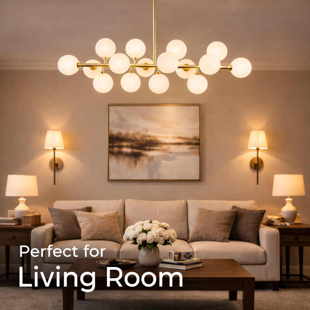 Opulent Glow Prism Chandelier – Crystal & Gold