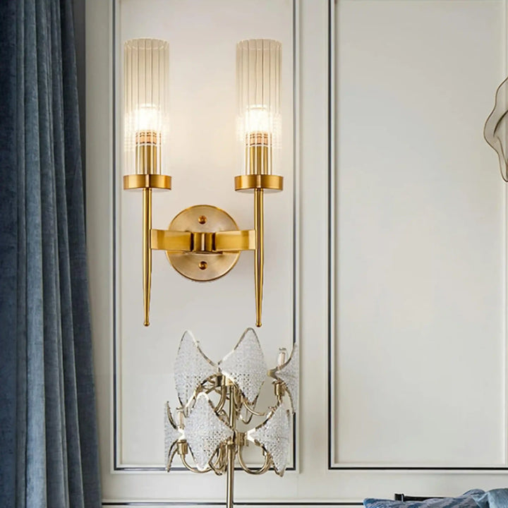 Dual Modern Cylindrical Glass Sconce