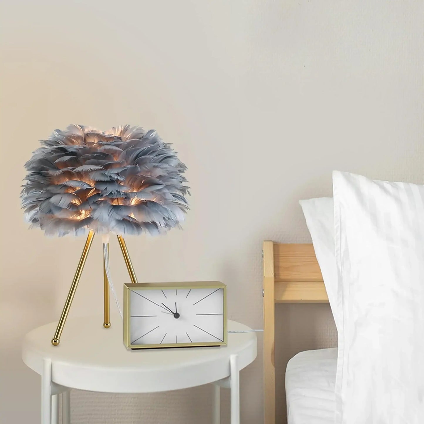 B&B Feather Leaf Table Lamp - Grey