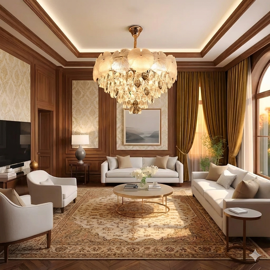 Crystal Leaves Dining Chandelier – 800 mm Organic Luxe