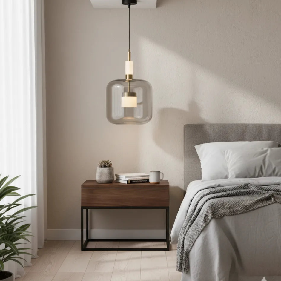 B&B Modern Smoked Glass Dome Pendant Light