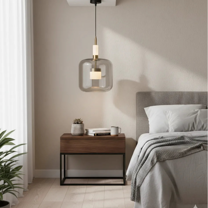 B&B Modern Smoked Glass Dome Pendant Light