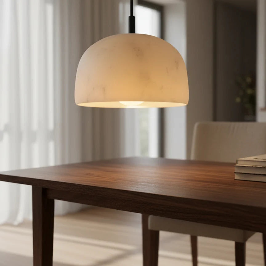 B&B Luna Dome Natural Marble Pendant Light | Bliss and Birch
