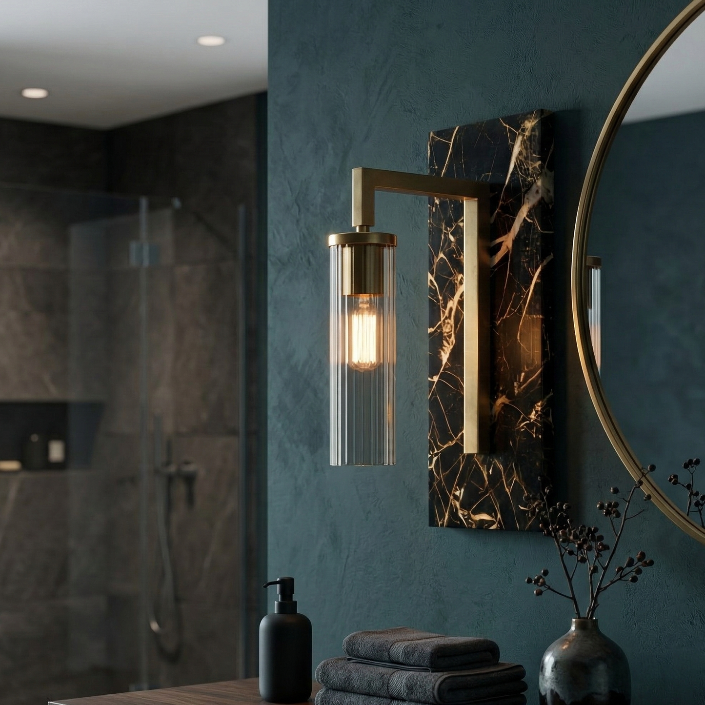 Black Lumina Marble Wall Lamp - Bliss and Birch