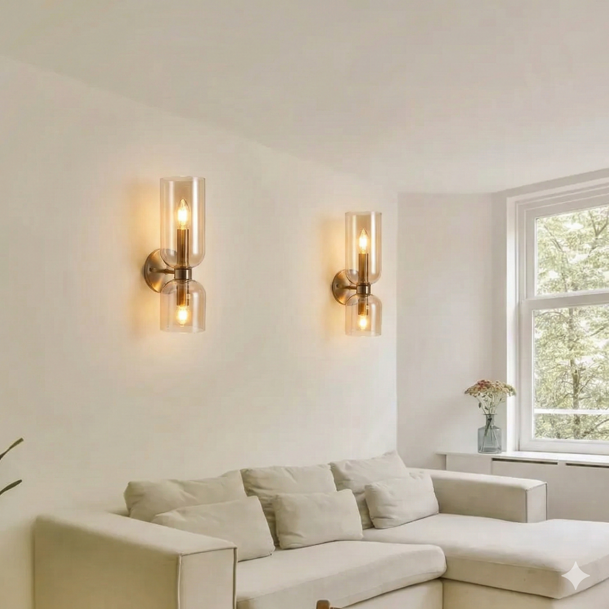 Hourglass Double Glass Wall Sconce (Pack of 2) - Bliss and Birch