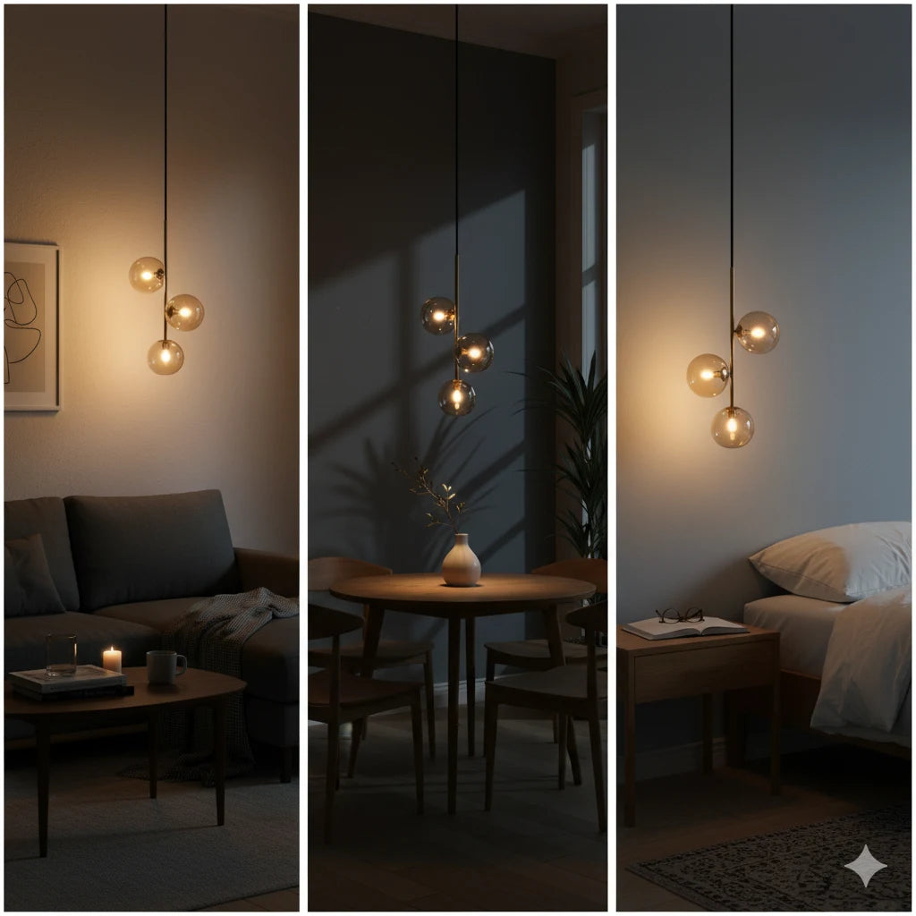 B&B Three-Globe Pendant Hanging Light - Bliss and Birch