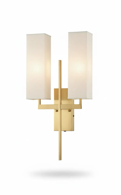 B&B Modern Double Shade Wall Sconce | Gold Metal Wall Lamp with Fabric Shades