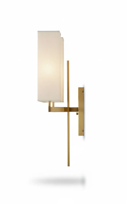 B&B Modern Double Shade Wall Sconce | Gold Metal Wall Lamp with Fabric Shades