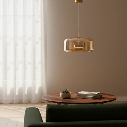 B&B Amber Glass Dome Pendant Light