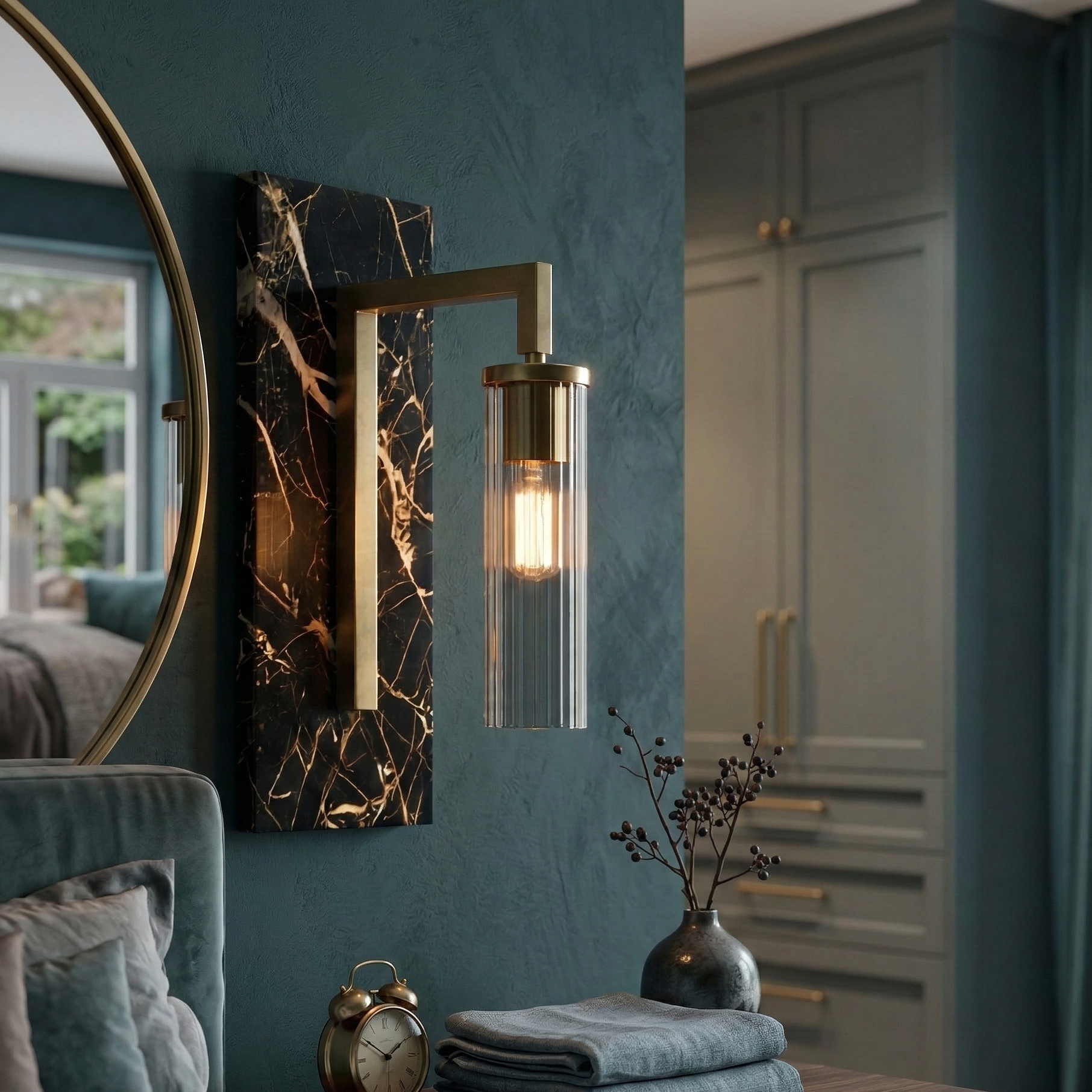 Black Lumina Marble Wall Lamp - Bliss and Birch