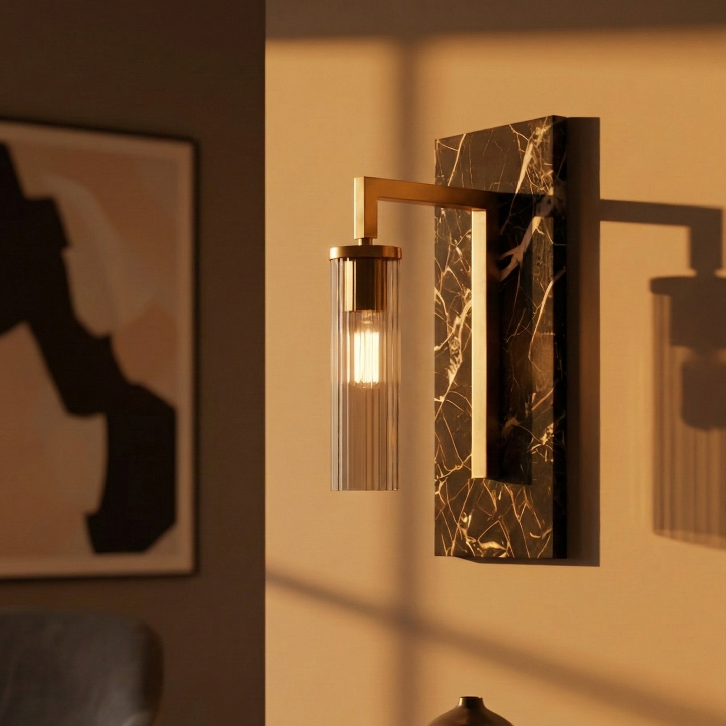 Black Lumina Marble Wall Lamp - Bliss and Birch