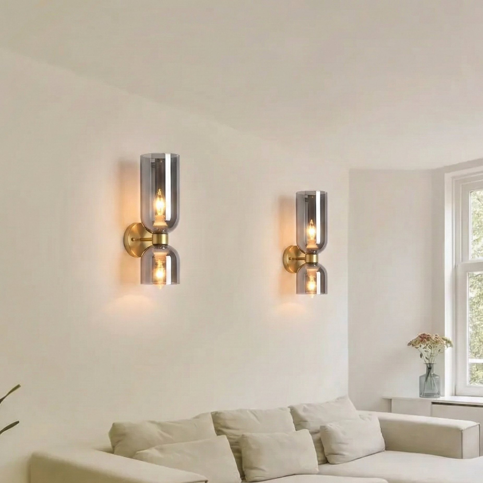 Hourglass Double Glass Wall Sconce (Pack of 2) - Bliss and Birch