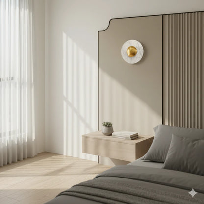 B&B Aura Round Brass Marble Wall Sconce | Luxury Modern Wall Light