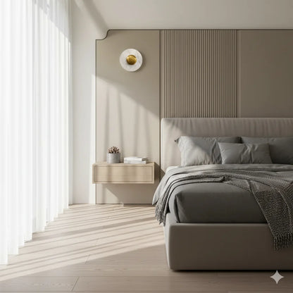 B&B Aura Round Brass Marble Wall Sconce | Luxury Modern Wall Light