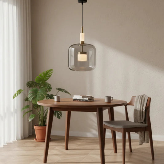 B&B Modern Smoked Glass Dome Pendant Light