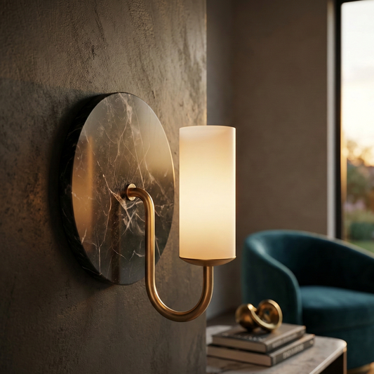 Vesta Green Marble Wall Lamp - Bliss and Birch