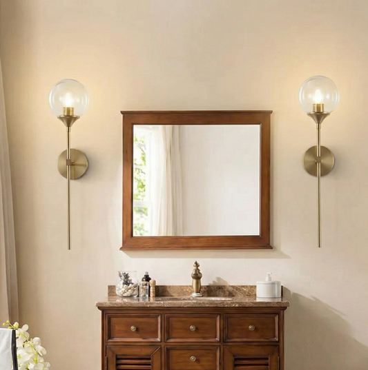 Round Ball Head Gold Sconce (Set of 2) - Bliss and Birch