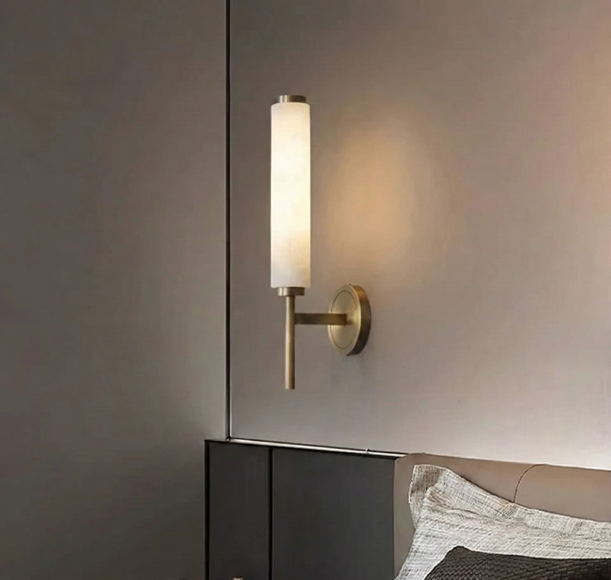 B&B Modern Vertical Frosted Glass Wall Sconce – Gold Finish - Bliss and Birch