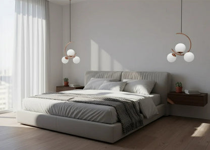 B&B 3-Light Globe Chandelier Hanging Light with White Glass - Bliss and Birch