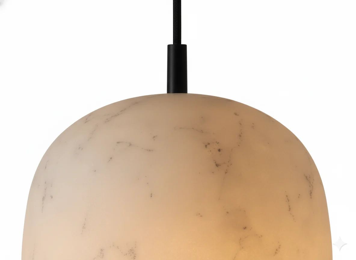 B&B Luna Dome Natural Marble Pendant Light | Bliss and Birch