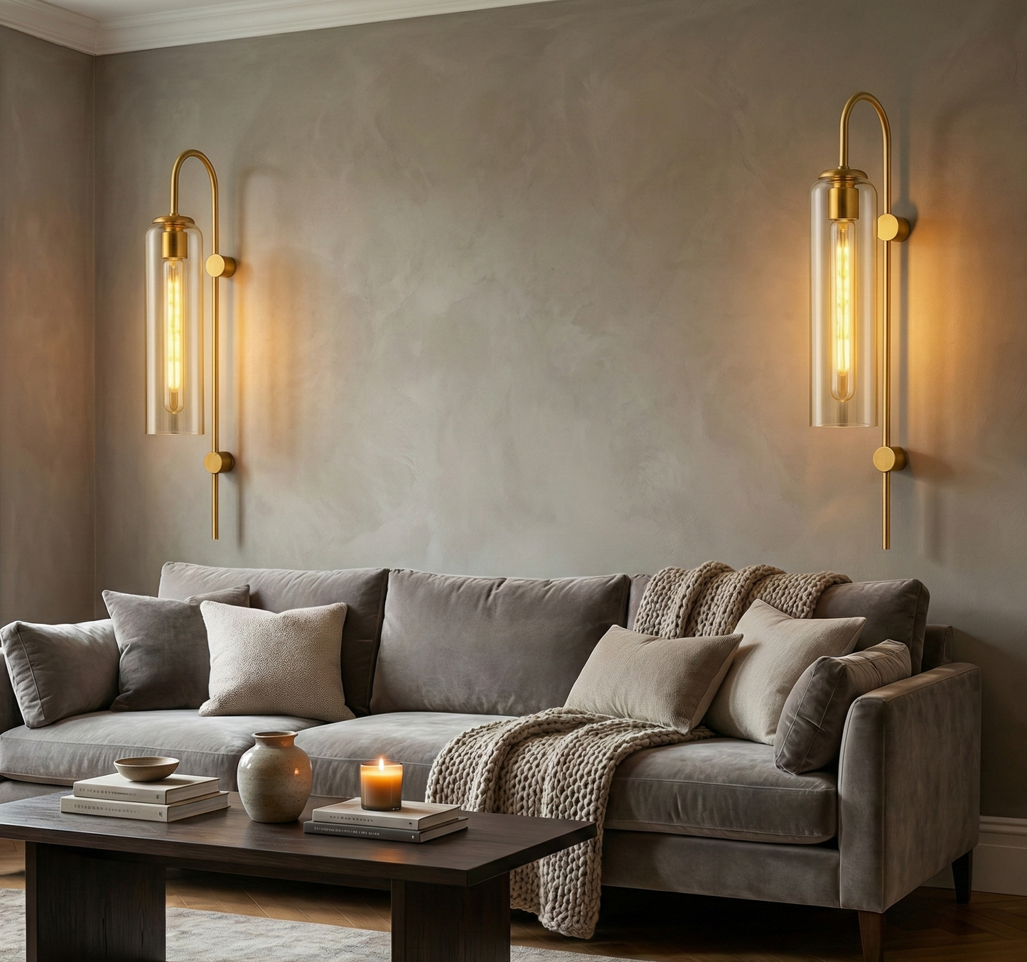 Tall Designer Glass Tube Wall Sconce (Pack of 2) - Bliss and Birch