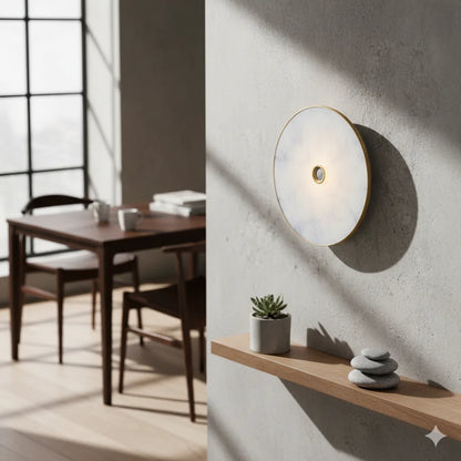B&B Zenith Marble & Brass Wall Sconce | Luxury Round LED Wall Light