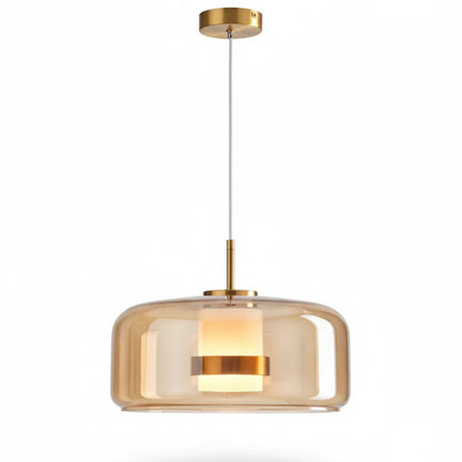 B&B Amber Glass Dome Pendant Light
