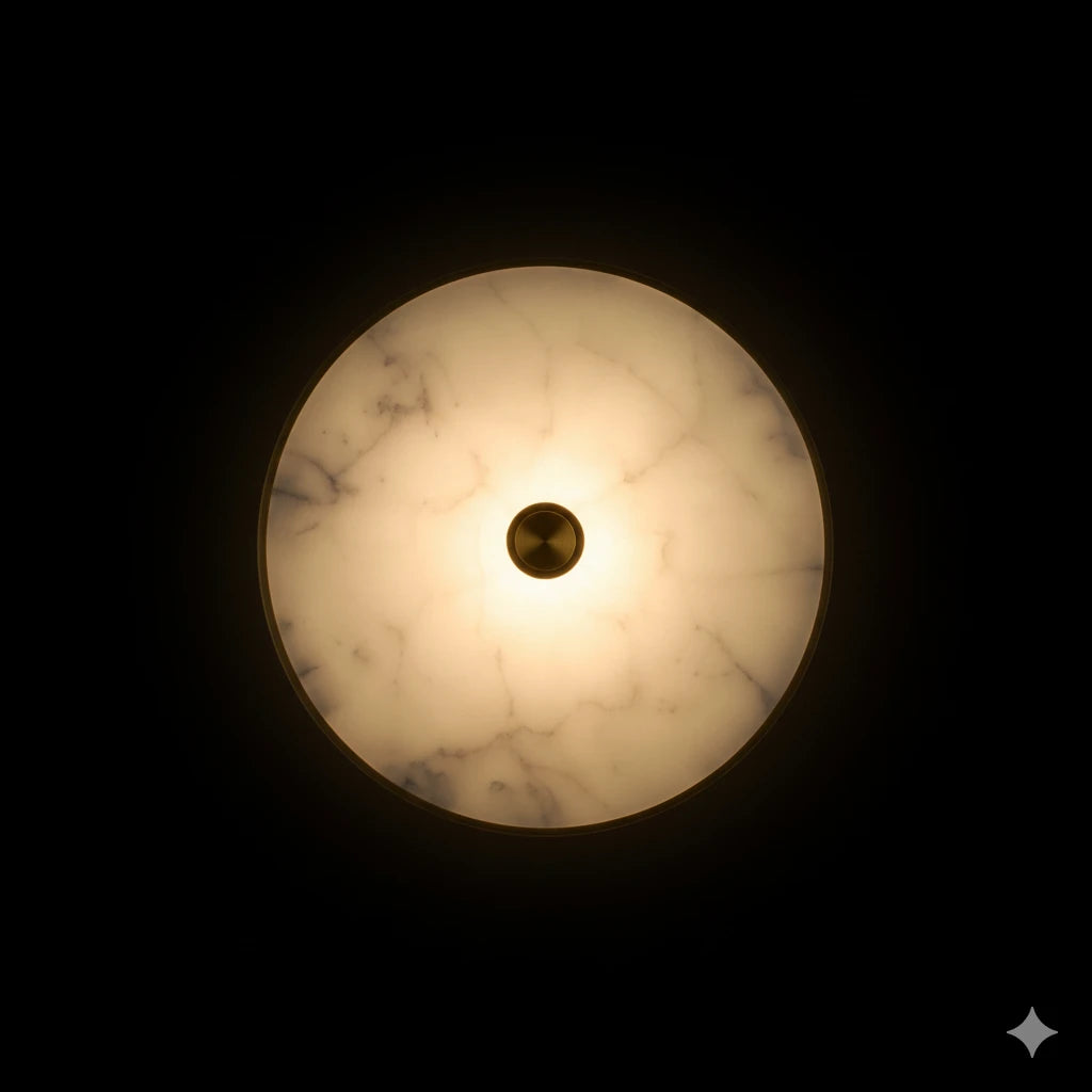 B&B Zenith Marble & Brass Wall Sconce | Luxury Round LED Wall Light