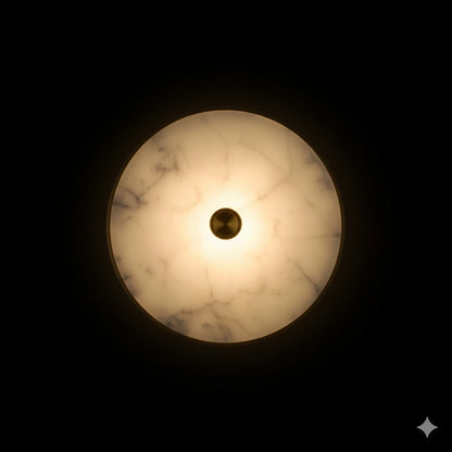 B&B Zenith Marble & Brass Wall Sconce | Luxury Round LED Wall Light