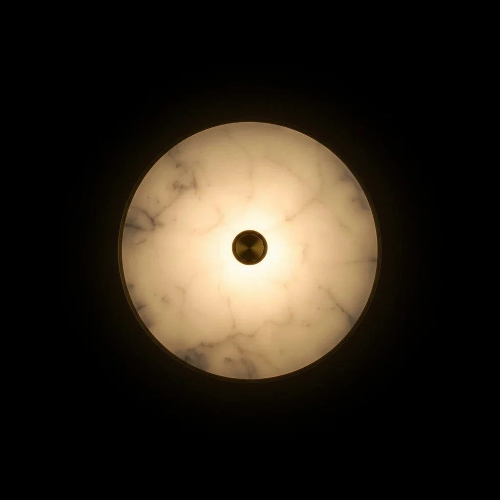 B&B Zenith Marble & Brass Wall Sconce | Luxury Round LED Wall Light