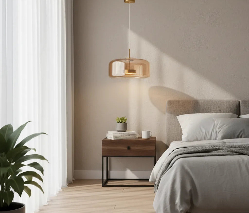 B&B Amber Glass Dome Pendant Light